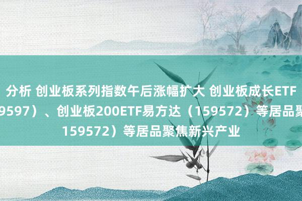 分析 创业板系列指数午后涨幅扩大 创业板成长ETF易方达（159597）、创业板200ETF易方达（159572）等居品聚焦新兴产业