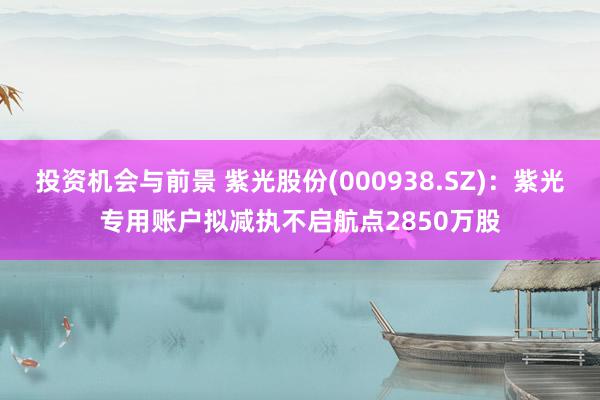 投资机会与前景 紫光股份(000938.SZ)：紫光专用账户拟减执不启航点2850万股