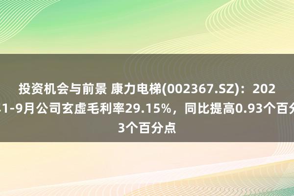 投资机会与前景 康力电梯(002367.SZ)：2024年1-9月公司玄虚毛利率29.15%，同比提高0.93个百分点