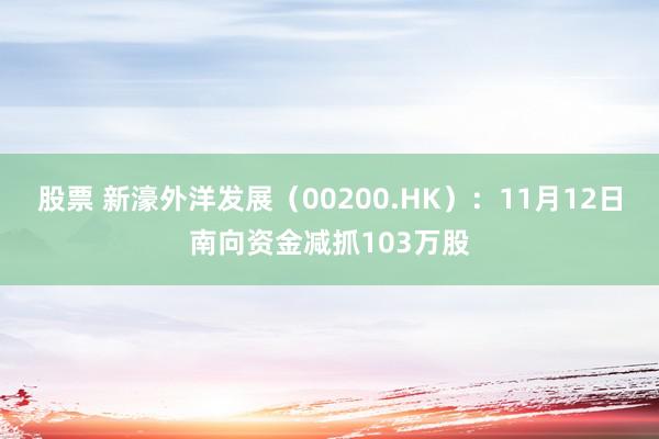 股票 新濠外洋发展（00200.HK）：11月12日南向资金减抓103万股