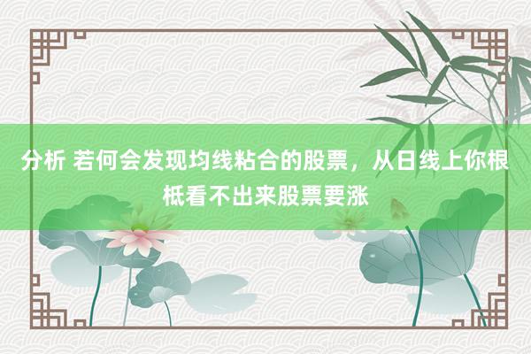 分析 若何会发现均线粘合的股票，从日线上你根柢看不出来股票要涨