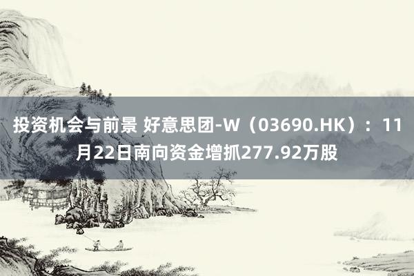 投资机会与前景 好意思团-W（03690.HK）：11月22日南向资金增抓277.92万股