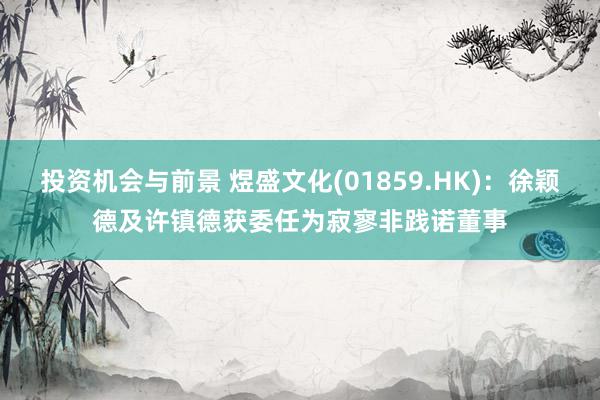 投资机会与前景 煜盛文化(01859.HK)：徐颖德及许镇德获委任为寂寥非践诺董事