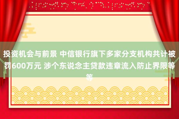 投资机会与前景 中信银行旗下多家分支机构共计被罚600万元 涉个东说念主贷款违章流入防止界限等