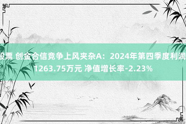 股票 创金合信竞争上风夹杂A：2024年第四季度利润-1263.75万元 净值增长率-2.23%