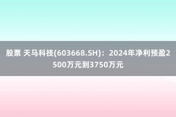 股票 天马科技(603668.SH)：2024年净利预盈2500万元到3750万元