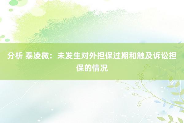 分析 泰凌微：未发生对外担保过期和触及诉讼担保的情况