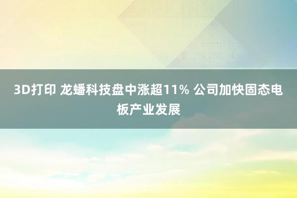 3D打印 龙蟠科技盘中涨超11% 公司加快固态电板产业发展