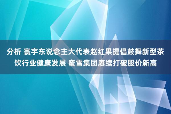 分析 寰宇东说念主大代表赵红果提倡鼓舞新型茶饮行业健康发展 蜜雪集团赓续打破股价新高