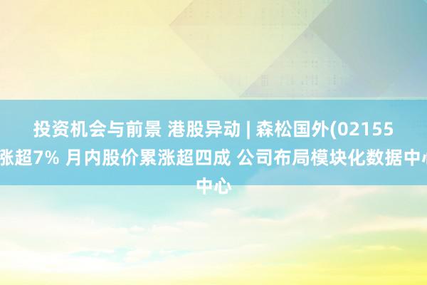 投资机会与前景 港股异动 | 森松国外(02155)涨超7% 月内股价累涨超四成 公司布局模块化数据中心