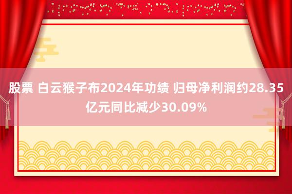 股票 白云猴子布2024年功绩 归母净利润约28.35亿元同比减少30.09%